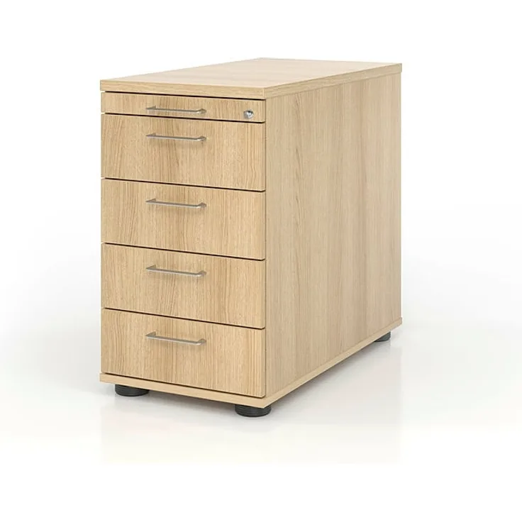 Standcontainer SC50 80cm, 4 Schübe, Schloss, CE Eiche