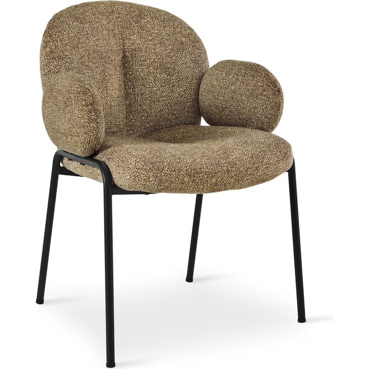 GOEURVANT 1235 Esszimmerstühle 2er-Set mit Armlehnen, Polsterstühle, Bouclé - Taupe – Bild 5