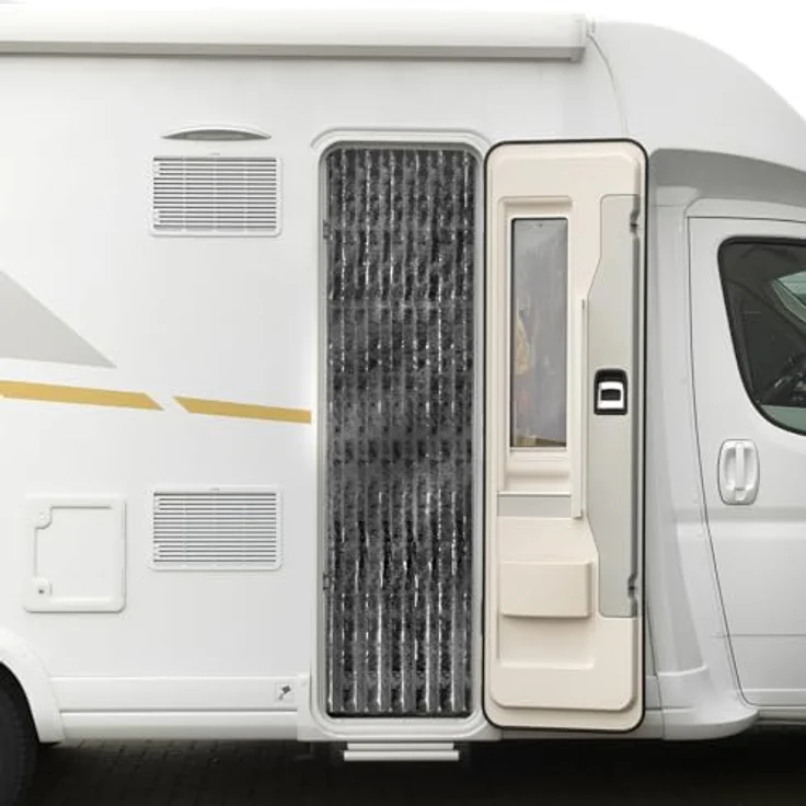 Moritz Flauschvorhang aus Chenille 56 x 185 cm anthrazit Türvorhang als Fliegenschutz Insektenschutz für Camping Wohnwagen – Bild 2