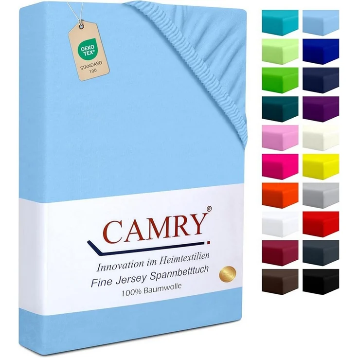 Camry Spannbettlaken CLASSIC Jersey 100% Baumwolle Spannbetttuch atmungsaktiv Gummizug, Jersey Baumwolle, Gummizug: rundum, 100% Baumwolle, alle Matratzenhöhen, atmungsaktiv, pflegeleicht – Bild 1