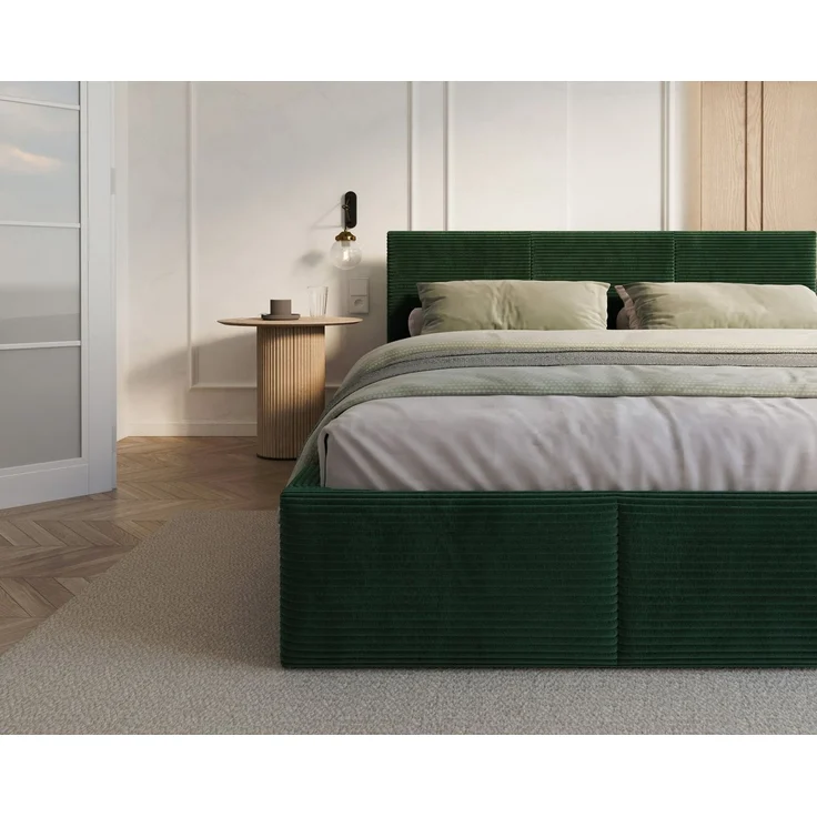 thematys Polsterbett mit Bettkasten & Lattenrost – Stauraumbett Cord 90x200cm, ohne Matratze, Grün, Art.-Nr. S05EG0T8VZC – Bild 5