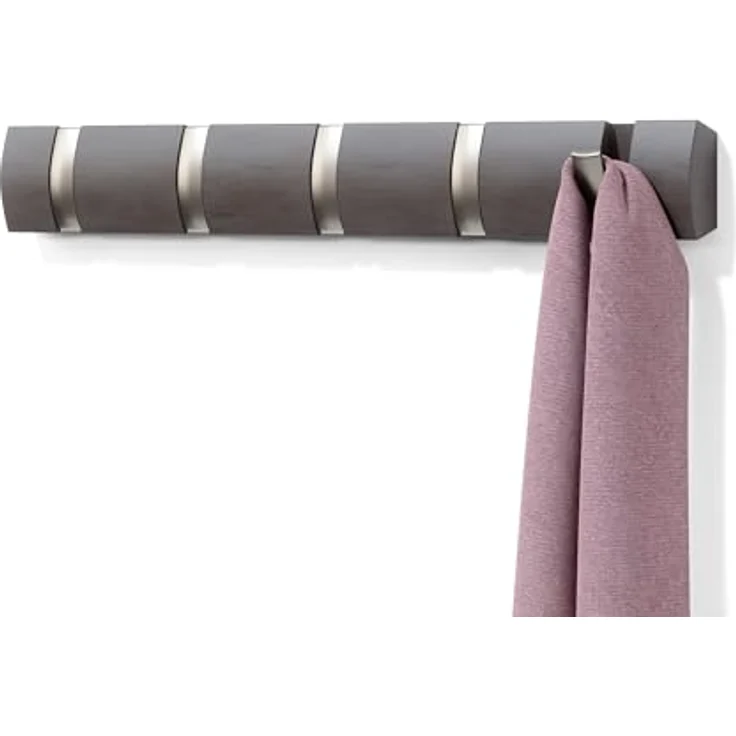 Umbra FLIP 5 Wandhaken, Kleiderhaken, Gaderobe, Gaderobenhaken, Wandgaderobe, Wohnen, Wohnaccessoire, Pappel, Driftwood/Nickel, 318850-1143 – Bild 2