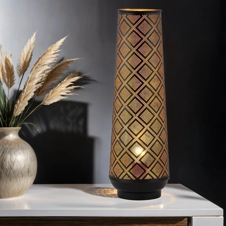 Marrakesch Orient & Mediterran Interior Nachttischlampe Orientalische Deko Stehlampe Tischlampe Lampe Qantas Gross Schwarz, Handarbeit – Bild 4