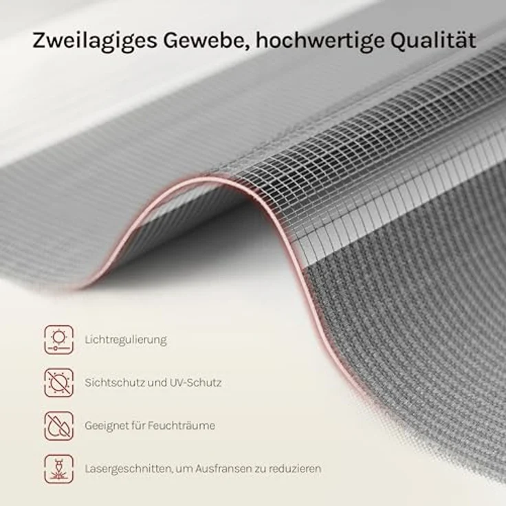 WOLTU Doppelrollo Klemmfix ohne Bohren Holzlook Grau B70 x H150 cm, Duo Rollo lichtdurchlässig Fensterrollo für innen verdunkelnd, Zebrarollo mit Kettenzug - Seitenzugrollo für Fenster und Tür – Bild 5