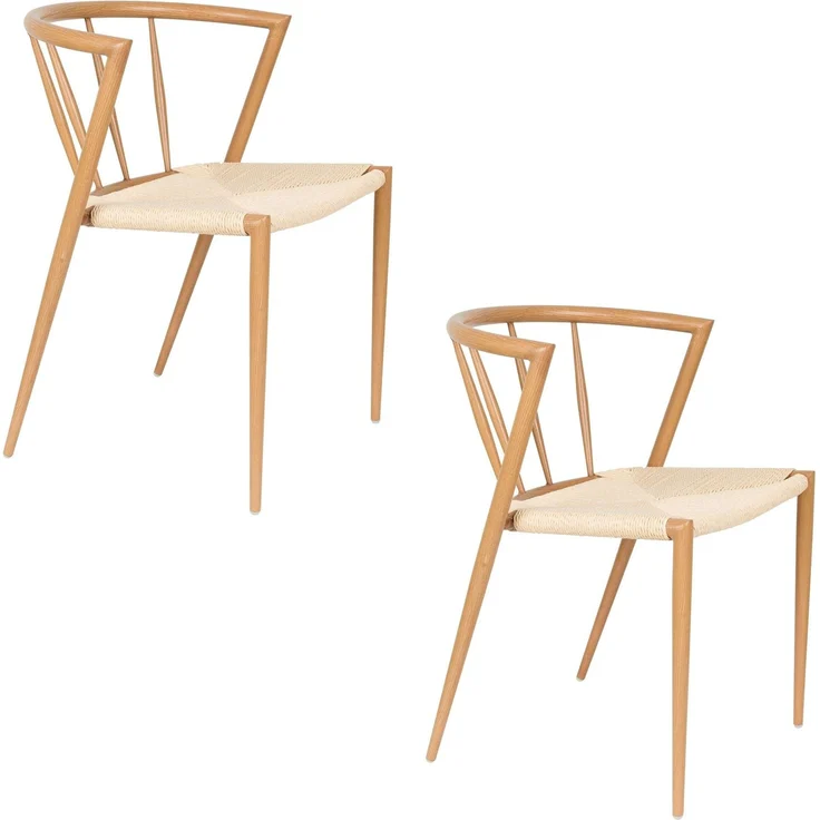 Esszimmerstuhl Che im 2er-Set, Braun mit Seilbezug und Eisengestell 52x46x70 cm – Bild 2