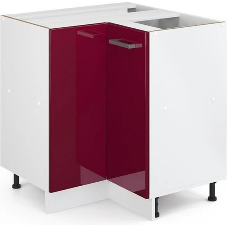 Eckunterschrank R-Line Rot Hochglanz 75.6 cm ohne Arbeitsplatte Vicco – Bild 4