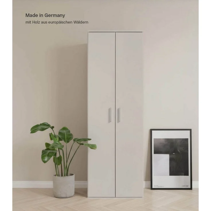 mokebo Mehrzweckschrank Der Lange (60x180 cm, mit Staubsaugerfach) Besenschrank, Putzschrank, Flurschrank, Haushaltsschrank in Beige Grau – Bild 3
