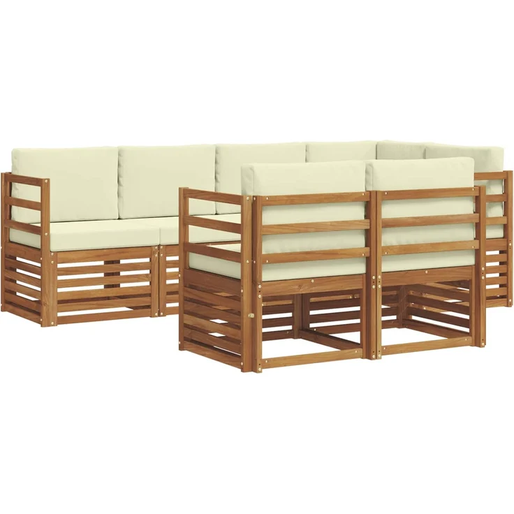 vidaXL Outdoor-Sofagarnitur 7 stk. 7-Sitzer Natur und Creme 3374950 – Bild 2
