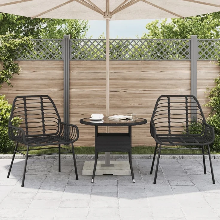 vidaXL Gartenstühle 2 Stk. Schwarz Poly Rattan 369091 – Bild 2