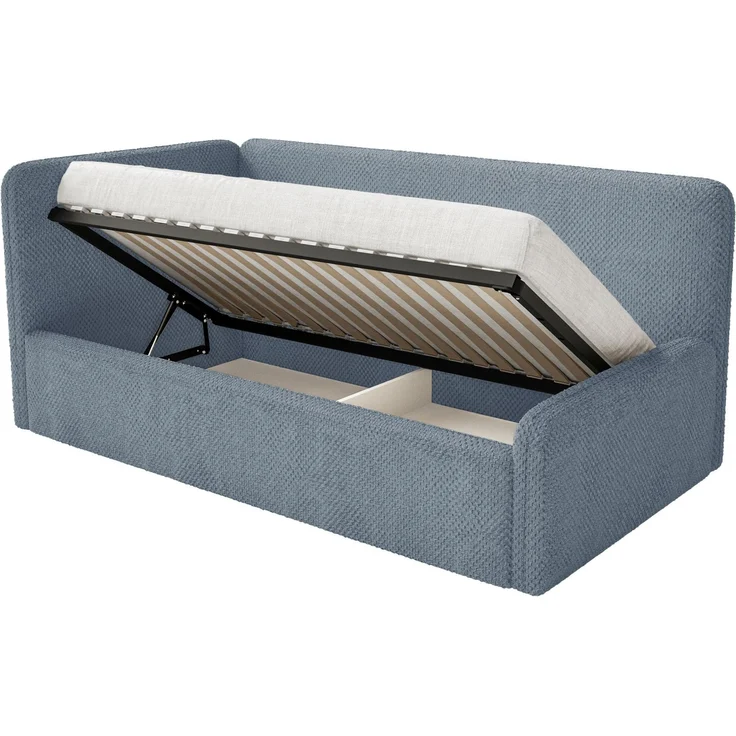 Selsey Fanko –Jugendbett 90x200 cm mit Kopfteil links, Plüsch, Blau – Bild 4