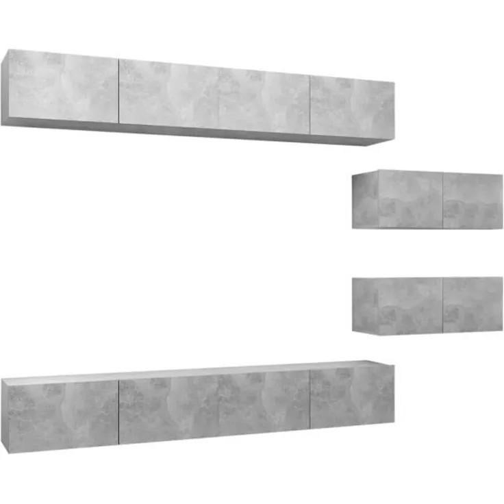 vidaXL 6-tlg. TV-Schrank-Set Betongrau Spanplatte [3079148]