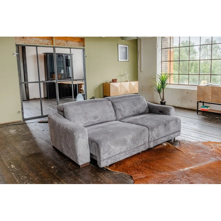 KAWOLA Sofa KIANA Cordsofa mit Sitzvorzug – Kopfstütze verstellbar, Bequemes Relaxsofa – Cord Bezug – elektrisch verstellbar, extra tief – Bild 2