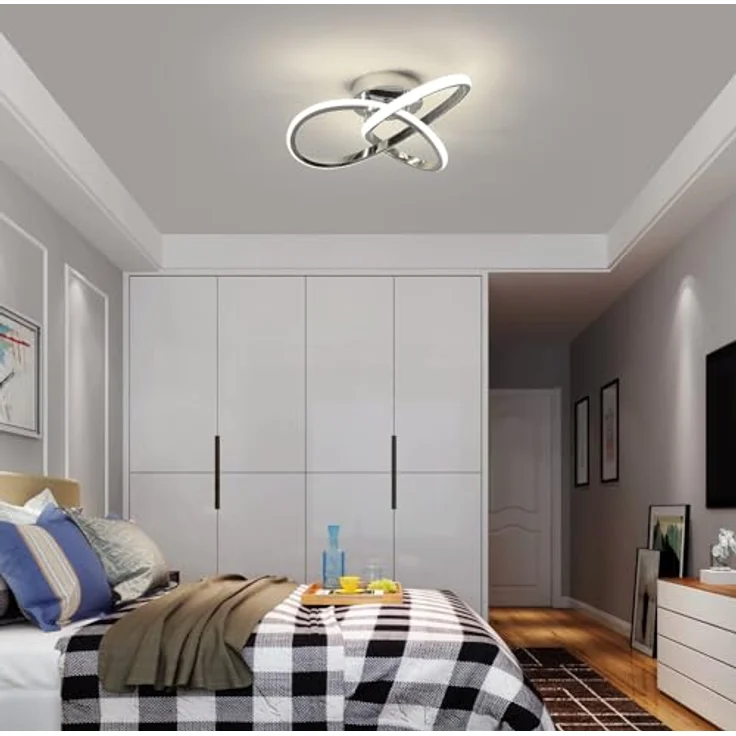 Comely LED Deckenleuchte, 30W 3300LM Deckenlampe 4500K Neutralweißes Licht, Creative Flower Form Acryl LED Deckenbeleuchtung für Schlafzimmer Wohnzimmer Esszimmer Diele, Silber – Bild 8