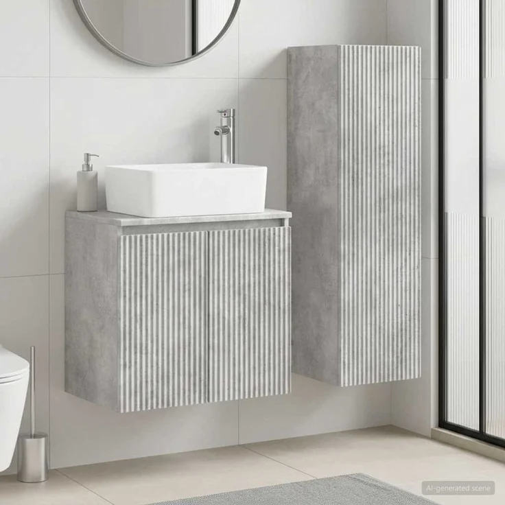 vidaXL Badezimmerschrank-Set 2 stk. Betongrau 33 x 34,5 x 100 cm 3406126 – Bild 1