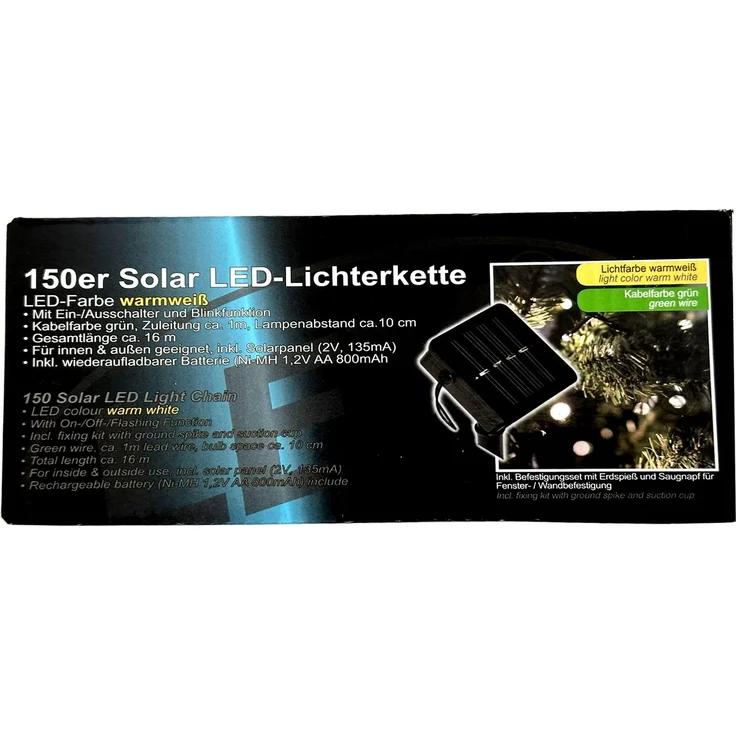 150er LED Solar Lichterkette Weihnachtsbeleuchtung Aussen warmweiß – Bild 5