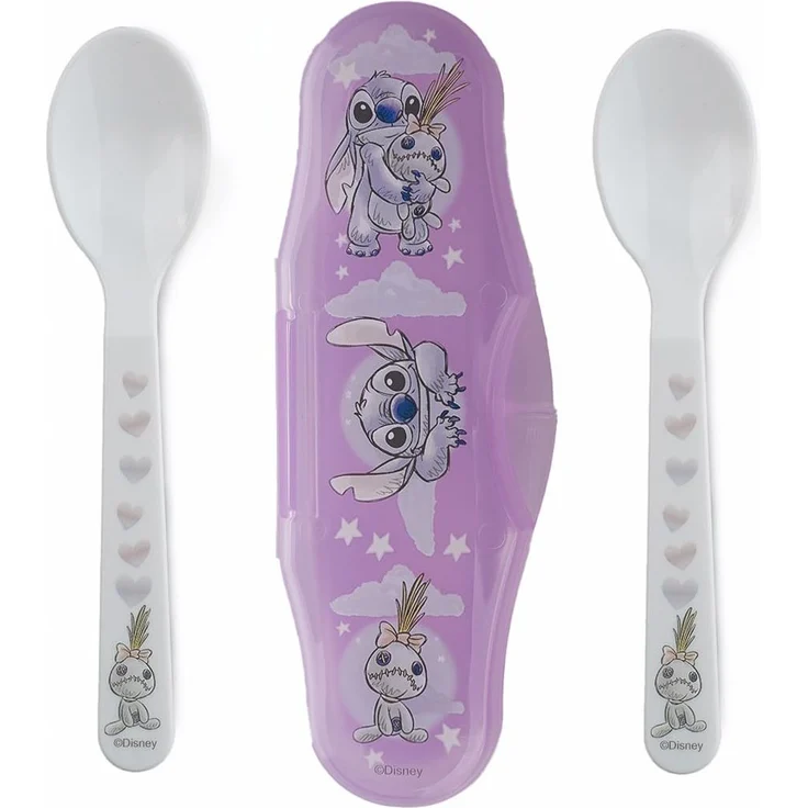 Disney Stitch Kinderlöffel Set 2-teilig – Reisebesteck mit Etui für Kleinkinder – Bild 1