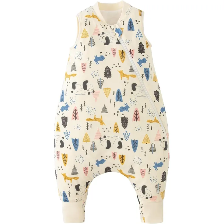 Duomiaomiao Baby Schlafsack, 1x Ganzjahresschlafsack, 1.5tog-beige Panda, 75cm / Babygröße 80-90cm, 100% Baumwolle