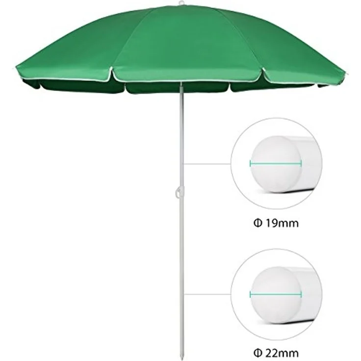 Sekey Sonnenschirm mit Schutzhülle, Neigungswinkel und Höhe verstellbar, Polyester grün, 160 cm – Bild 2