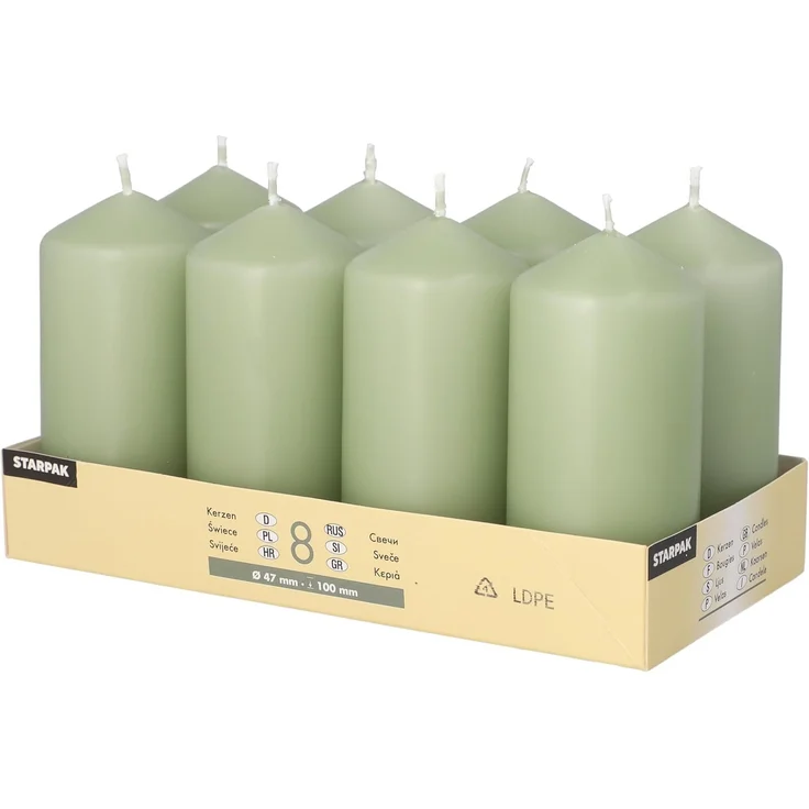 8 Stumpenkerzen Ø 47 mm · 100 mm jadegrün – Bild 1