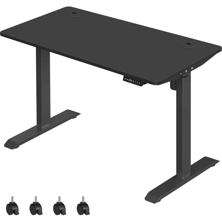 SONGMICS Höhenverstellbarer Schreibtisch elektrisch, 60 x 120 cm Tischoberfläche, stufenlos verstellbar, Memory-Funktion mit 3 Höhen, Auffahrschutz, schwarz LSD101B02
