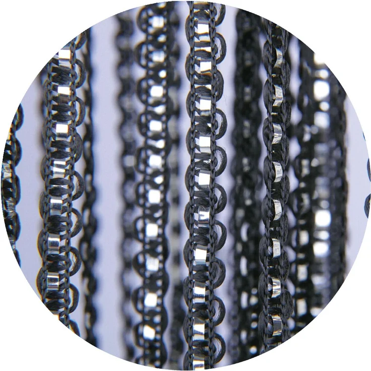 Arsvita Fadenvorhang Metallik-Optik mit Stangendurchzug, Türvorhang 140x250cm (Schwarz) – Bild 5