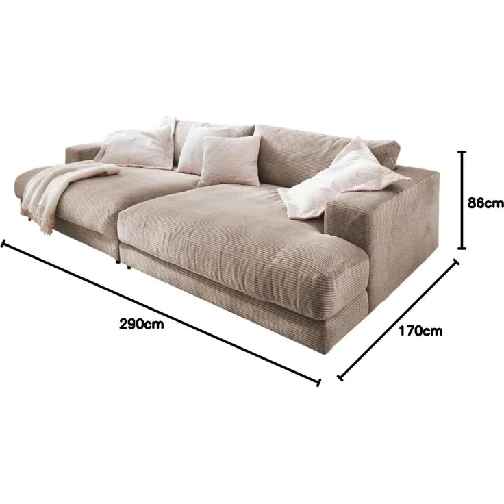 KAWOLA Big-Sofa MADELINE, Couch Stoff oder Cord verschiedene Ausführungen – Bild 3