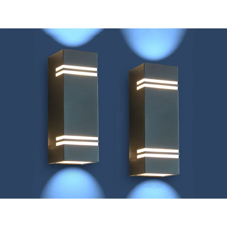 2 Stk Edelstahl LED Außenwandleuchte STRIPES, Fassadenbeleuchtung, Up& Downlight