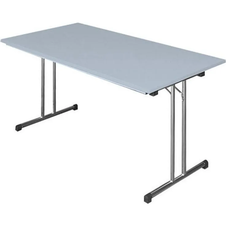Klapptisch Besprechungstisch Kantinentisch Verkaufstisch Schreibtisch 140x70 cm Gestell Chrom / Platte Lichtgrau 350600