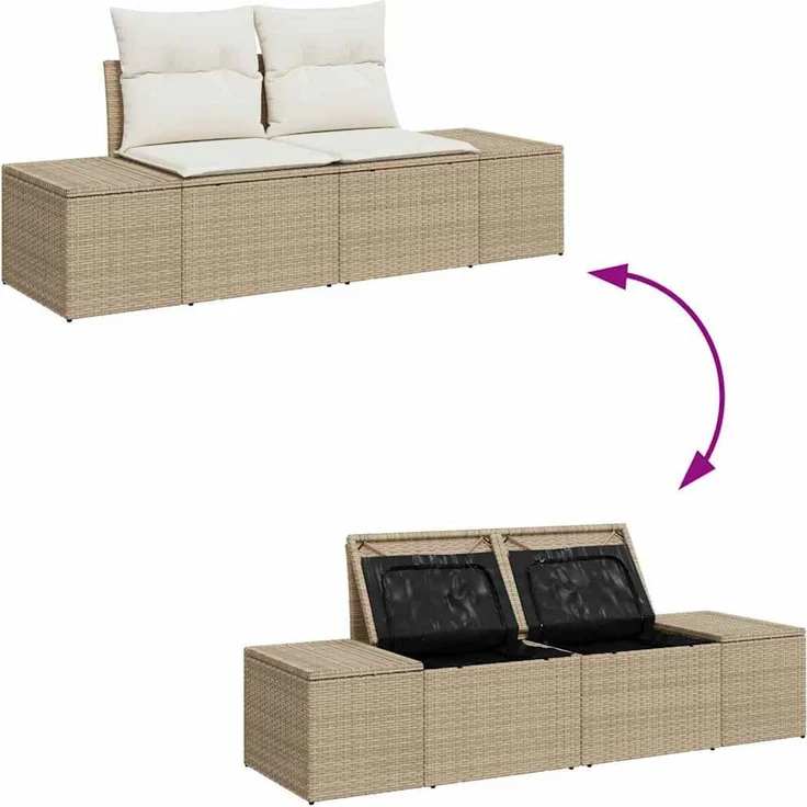 vidaXL Gartensofa mit Kissen Beige 184 x 62 x 69 cm Poly-Rattan 42006806 – Bild 7