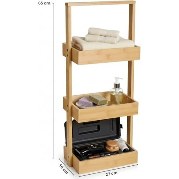 hausleben Küchenregal Korbregal Bambus 25x16x65 cm Küchenregal Badezimmer, Wohn-Esszimmer Küche Holz Bad umweltfreundlich Regal Stehregal – Bild 3