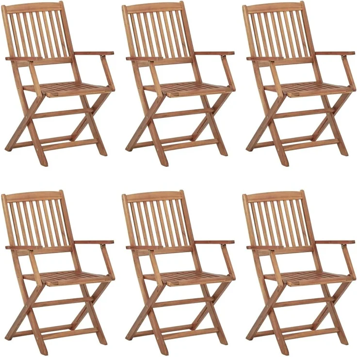 vidaXL Klappbare Gartenstühle 6 Stk. mit Kissen Massivholz Akazie 3074954 – Bild 1