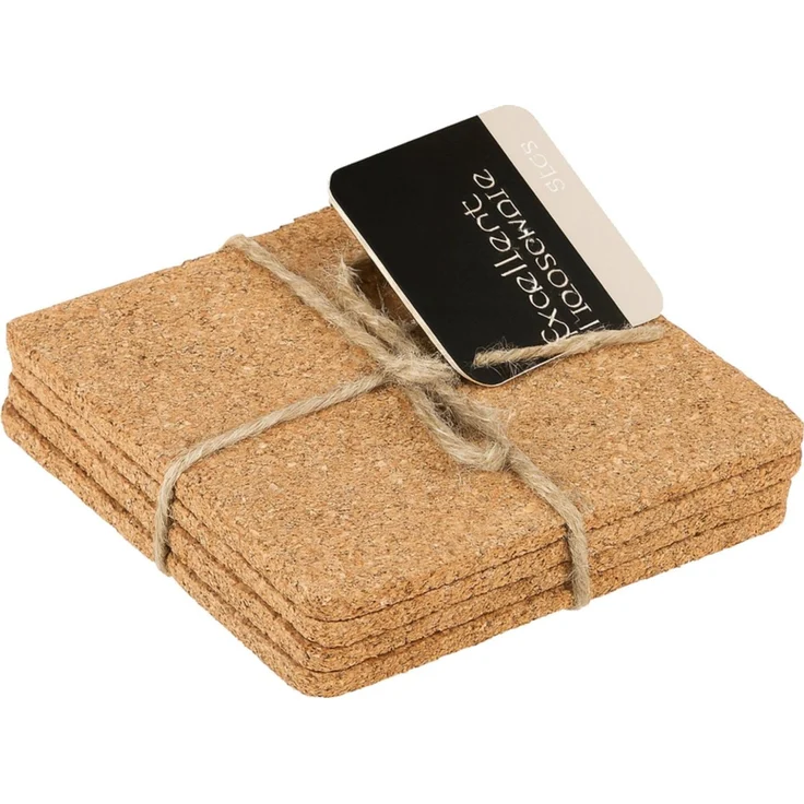 Koopman Getränkeuntersetzer Kork Tassenuntersetzer Ø 10cm Rund / Eckig 12 er Set, 12-tlg, 12tlg, Kork, Eckig – Bild 1