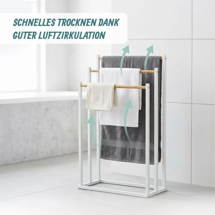 Relaxdays Handtuchständer mit 3 Stangen – Bild 2