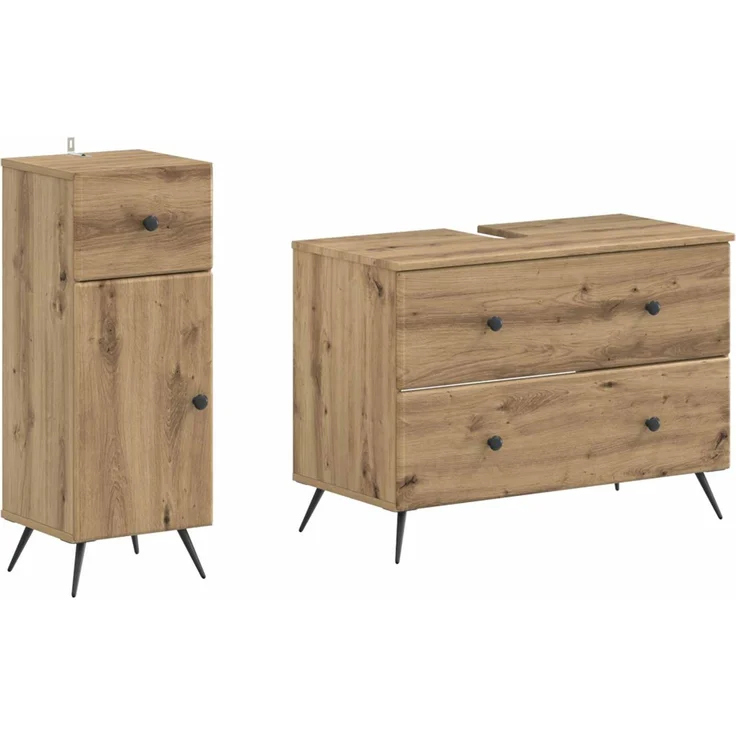 vidaXL 2-teiliges Badezimmer Schrank Set BREDA Artisan-Eiche 3417728 – Bild 2