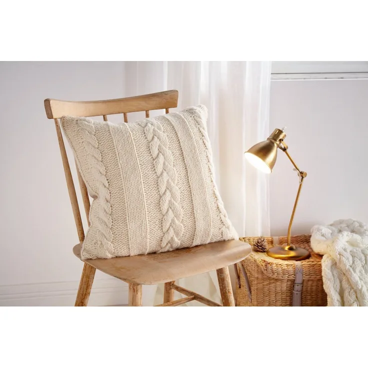 Kissenbezug Kissenhülle Dekokissen Kissen Bezug Strickmuster 45x45cm beige Deko