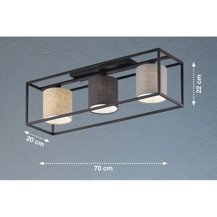 Fischer & Honsel 21358 Deckenleuchte Isko sandschwarz mehrfarbige Stoffschirme