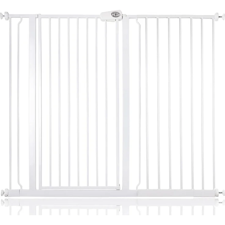 Bettacare Extra hoher Sicherheitsgitter für Kinder und Hunde, 126.7cm - 134.4cm, Weiß, Extra hohes Babygitter von 104cm Höhe, Druckmontage-Sicherheitsgitter für Treppen – Bild 1