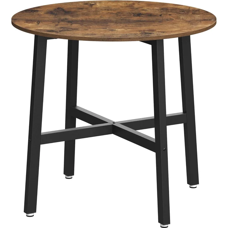 Vasagle Esstisch klein, runder Küchentisch, Industriedesign, vintagebraun / schwarz, 80 x 80 x 75 cm