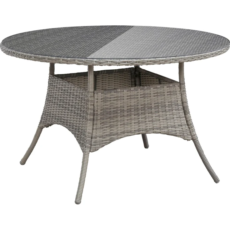 KONIFERA Garten-Essgruppe Menorca, (Set, 13-tlg, 4x Sessel, 1x Tisch ØxH: 120x75cm, inkl. Auflagen), Polyrattan, Aluminium, Tischplatte aus 5mm starkem Sicherheitsglas – Bild 3