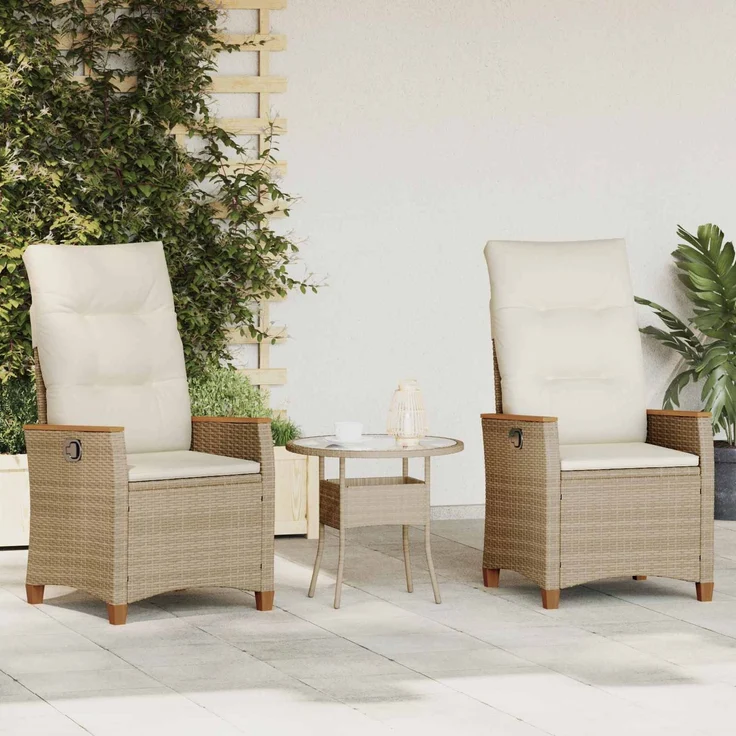 vidaXL Verstellbarer Gartenstuhl Beige und Creme 64 x 57,5 x 112 cm 42026866 – Bild 1