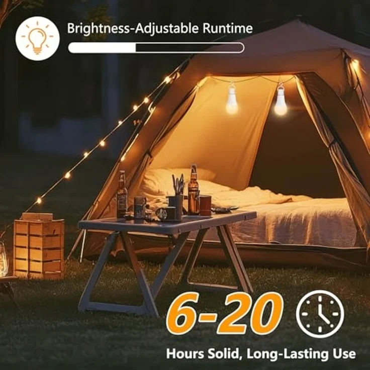 Dehobo Glühbirne Mit Fernbedienung E27 Aufladbare Glühbirne - 7W Glühbirne Mit Batterie Camping Lampe RGB Dimmbare - Akku Lampen Mit Timing Funktion für Weihnachten, Outdoor Lampe 2 Pack – Bild 4
