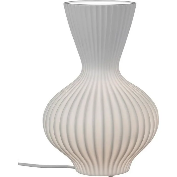formano Tischleuchte Tischlampe Keramik weiß mit Rillen 20 x 30 cm, Ein-/Ausschalter, ohne Leuchtmittel, wählbar, Dekoleuchte bauchig