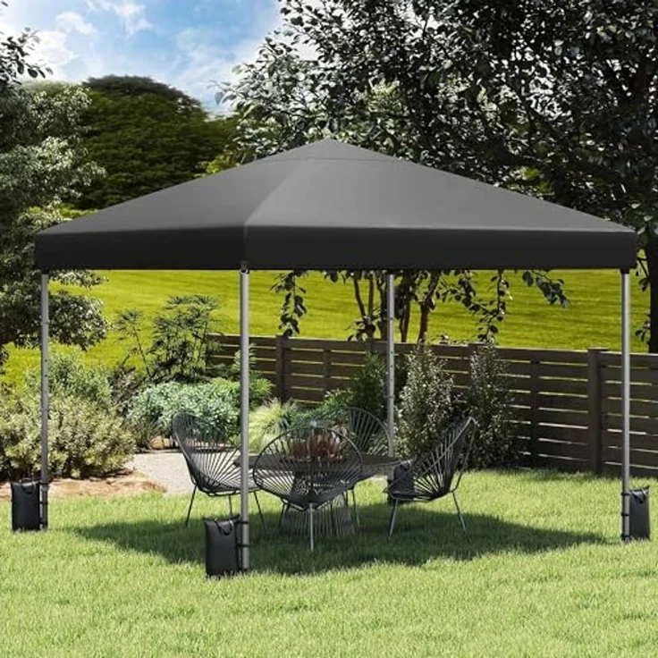 YITAHOME 3x3 m Pop-Up Pavillon | wasserdicht Faltpavillon | Anti-UV Gartenzelt Partyzelt | mit Tragetasche und Seilen | für Terrasse Strand Camping Markt Festival (schwarz+Einteiliges Tuch) – Bild 1