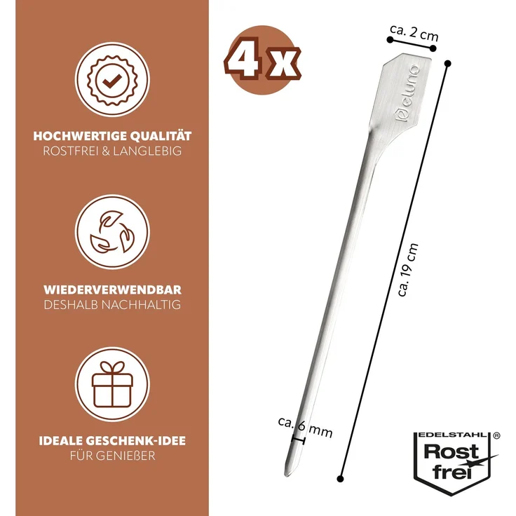 Burger-Spieße 4er Set - 19 cm Länge - geeignet für Burger Sandwiches, Schaschlik und Früchte, aus hochwertigem Edelstahl – Bild 7
