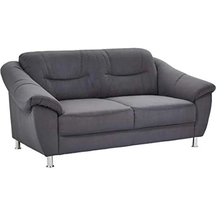 Cavadore Sofa Sofa mit Federkern im klassischen x 86 x Mikrofaser, Grau, 2