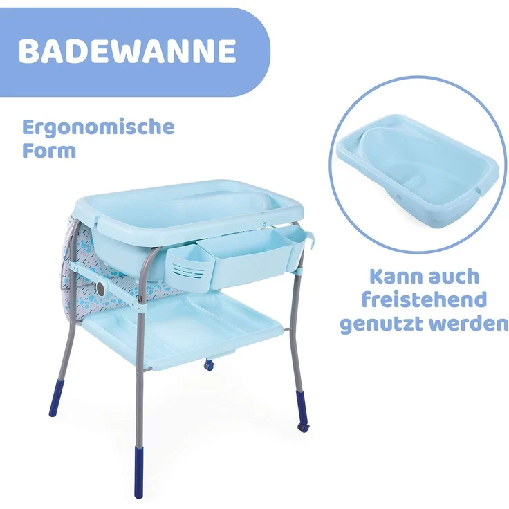 Chicco Cuddle und Bubble Ergonomische Baby-Wickelwanne mit Matratze und weicher Wickelauflage, höhenverstellbar, kompakt schließbar, max. 11 kg, Blau – Bild 4