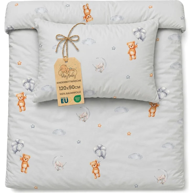Kinderbettwäsche Baby Bettwäsche 90x120 cm aus Baumwolle - Kinder Set von Duvet Cover 90x120 und Kissenbezug 40x60 cm Junge und mädchen babybettwäsche bettbezug für Kleinkind Oeko-Tex