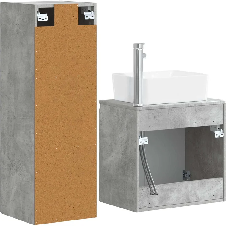 vidaXL Badezimmerschrank-Set 2 stk. Betongrau 33 x 34,5 x 100 cm 3406126 – Bild 5