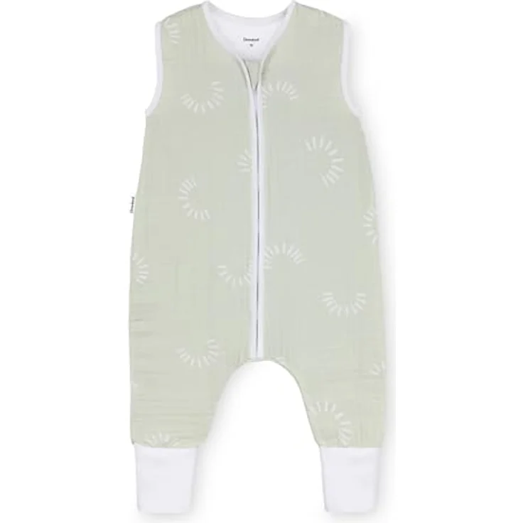 Ehrenkind® Baby Sommerschlafsack mit Füßen Musselin | aus weicher OEKO-TEX zertifizierter Bio-Baumwolle | Sommer Baby Schlafsack 1 TOG Gr. 90 Farbe Salbei Gemustert – Bild 2