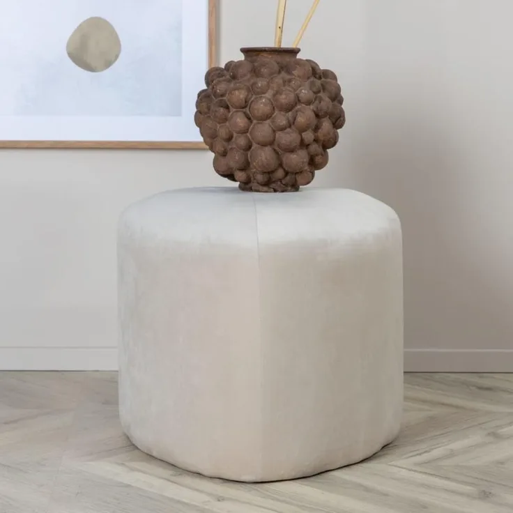 Venture Home Hocker Peg 46 x 46 x 41 cm Samt Weiß